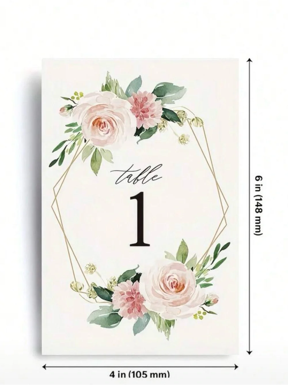 Floral Table Number Card - Pink Rose Design